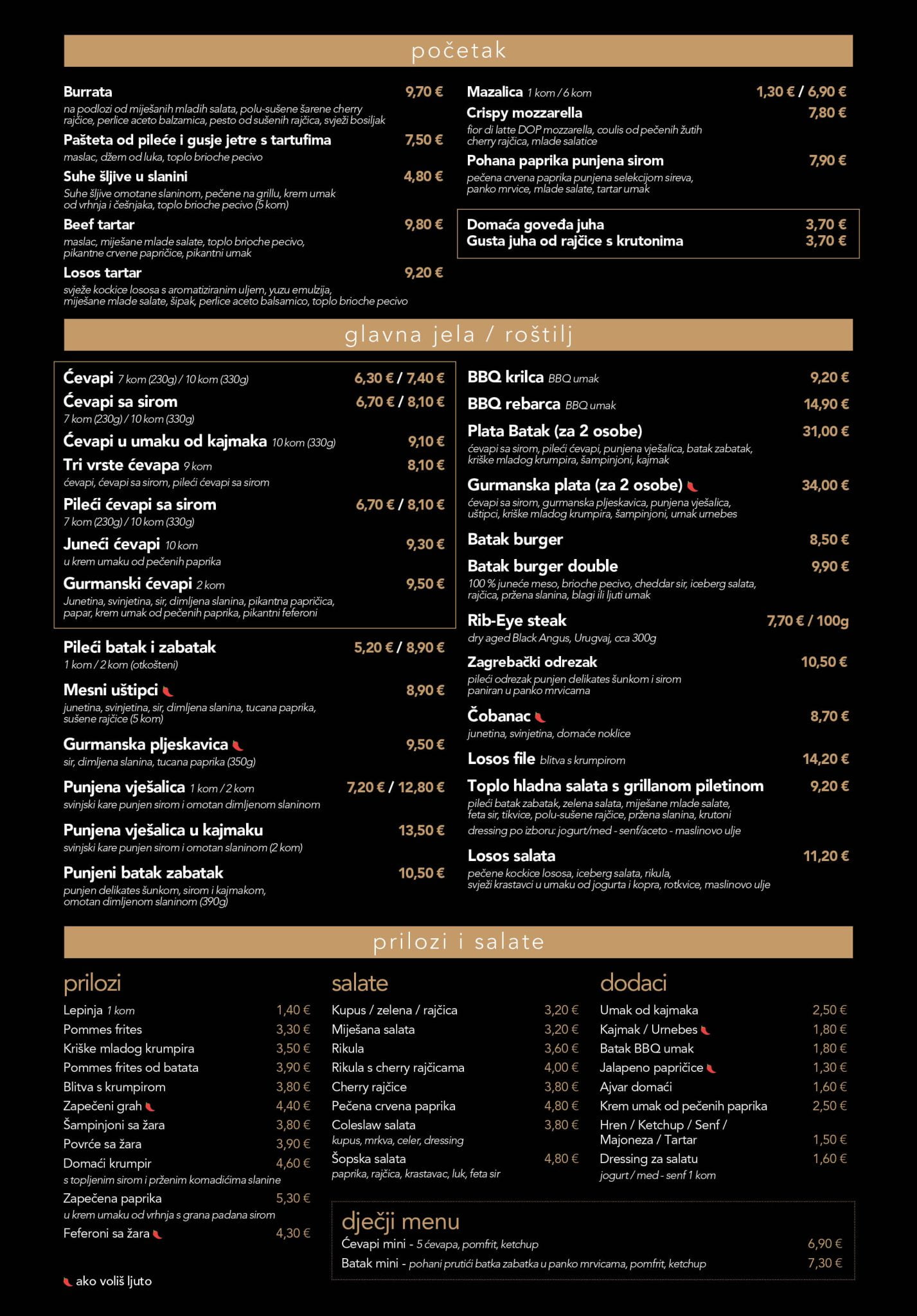 Batak Zagreb cjenik