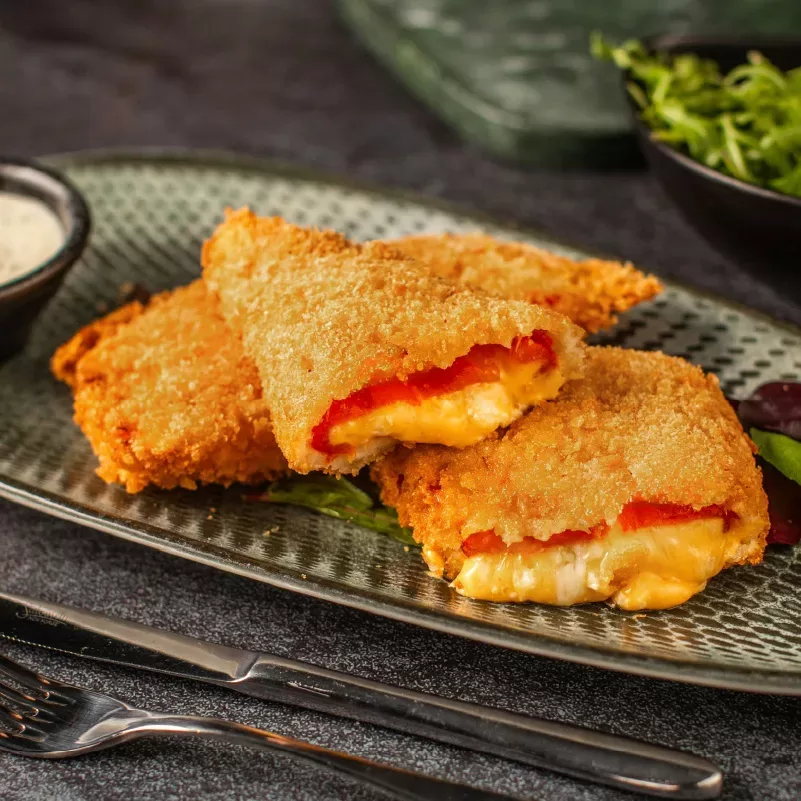 Fried Red pepper stuffed with cheese