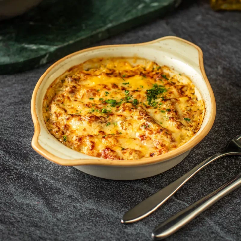 Baked pepper in cream sauce
